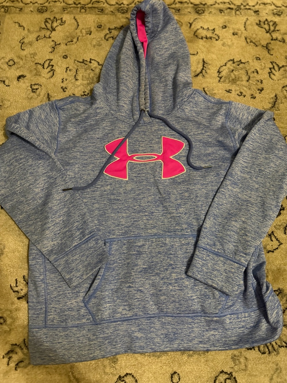 Under Armour Women's Heather Blue Cowl Neck Sweatshirt with Pink Logo